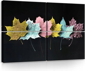 Vászonkép 120x80 moduláris polisztirol juhar levelek metál fekete kontraszt ősz