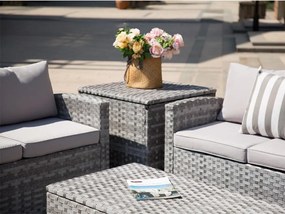 AUCKLAND Nagy kerti ülőgarnitúra tárolóval a párnákra - szürke