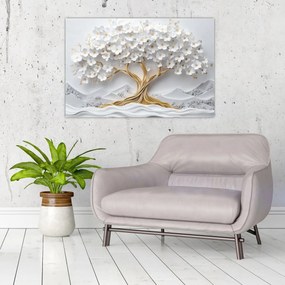 Kép – 3D elegáns életfa virágokkal (90x60 cm)