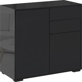 HOMCOM Fiókos Szekrény 2 Fiókkal és 2 Ajtóval, Push-Open Design, Otthoni és Iroda Használatra, 79x36x74cm, Matt Fekete | Aosom