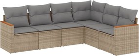 vidaXL 6 részes bézs polyrattan kerti ülőgarnitúra párnával