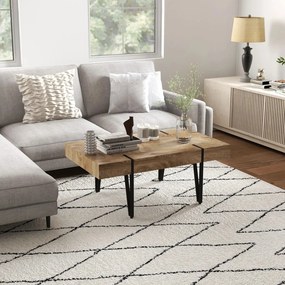 HOMCOM Dohányzóasztal, ipari design, 105 cm x 60 cm x 42 cm fekete-barna