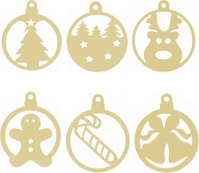 Fa Dekoráció Gömbök Díszek Medálok 12DB