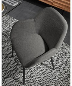 Antracitszürke kárpitozott étkezőfotel Konna – Kave Home