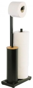 Erga Pap, WC-papír tartó WC kefével és adagolóval, fekete-barna, ERG-YKA-P.PAP-WC-BLK