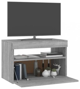 szürke sonoma színű TV-szekrény LED-ekkel 60 x 35 x 40 cm