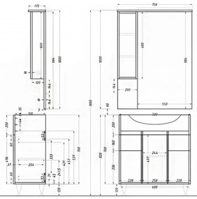 Bianca Plus 75 felsőszekrény, magasfényű fehér színben, jobbos nyitásirány