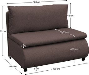 Kihúzható fotel tárhellyel, barna, FLIK