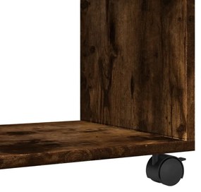 füstös tölgy színű szerelt fa görgős szekrény 72 x 33 x 42,5 cm