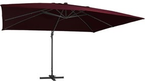 vidaXL bordó konzolos napernyő LED-világítással 400 x 300 cm