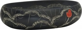 vidaXL fekete kerámia ovális asztali mosdó 59 x 40 x 15 cm