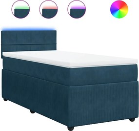 vidaXL kék bársony rugós ágy matraccal 90 x 190 cm