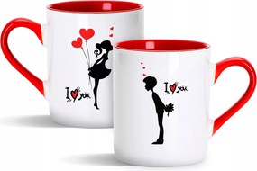 Piros bögre neki és neki Valentin napi ajándék "I Love You"