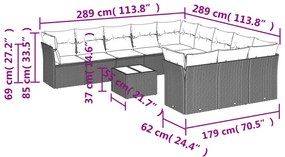 vidaXL 12 részes barna polyrattan kerti ülőgarnitúra párnákkal