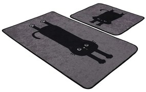 Fekete-szürke fürdőszobai kilépő szett 2 db-os 60x100 cm Comfort – Foutastic