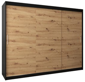 Ruhásszekrény 250 cm Toki (matt fekete + artisan tölgy). 1064865