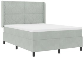 Boxspring Ágy Matrac Különleges Világosszürke 140x200 cm Bársony