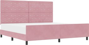 vidaXL Boxrugós ágy fejtámlával Rózsaszín 200 x 200 cm Bársony