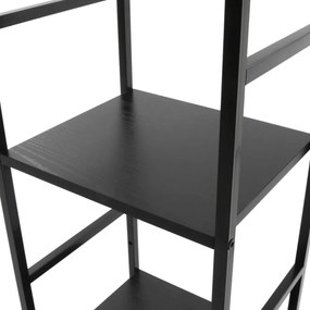 Fekete 3 szintes nyitott könyvespolc, tároló állvány fém lábakkal - 29x80cm Intenso