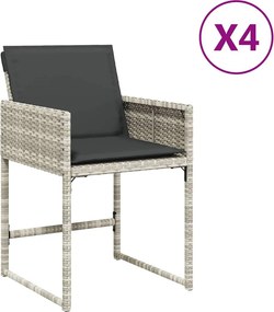 vidaXL 4 db világosszürke polyrattan kerti szék párnával
