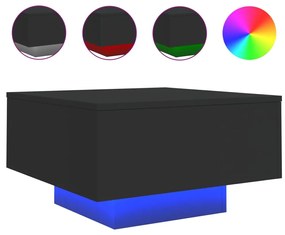 fekete dohányzóasztal LED-lámpákkal 55 x 55 x 31 cm