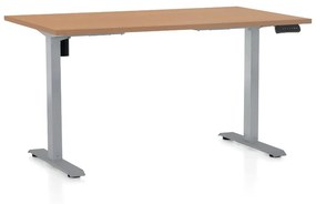 OfficeTech B állítható magasságú asztal, 140 x 80 cm, szürke alap, bükkfa
