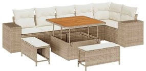 vidaXL Kerti Kanapé Szett párnával 9 pcs Beige és krém polirattan