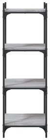 4 szintes szürke sonoma szerelt fa könyvespolc 40 x 30 x 120 cm