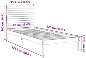 tömör fa extra hosszú ágykeret matrac nélkül 90 x 220 cm