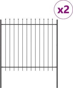 vidaXL Kerti Kerítés 2 pcs Szürke 3,4 x 1,5 m Porfestett acél