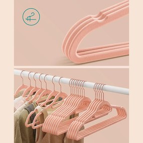 Bársonyos vállfák 30 darabos, csúszásmentes ruhaakasztó rose gold színű