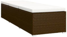 3 részes barna polyrattan kerti napozóágy szett asztallal