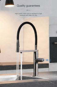 Konyhai csaptelep ELITE EDITION KFS1814 érzékelővel, kihúzható zuhanyfejjel és szűrtvíz-kifolyóval, több színváltozatban — Gunmetal szürke