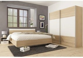 Zondo Hálószoba (ágy 180x200 cm, 2 db. éjjeliszekrény, szekrény) Gabreola (szonoma tölgy + fehér). 1075406