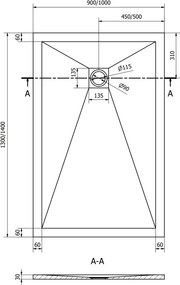 Mexen Stone+, téglalap alakú ásványi kompozit kád 140 x 100 cm, fehér, 44101014