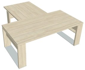 Verno+ asztal 200 x 220 cm, kiegészítő íróasztallal, akác