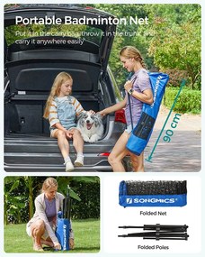 Tollaslabda háló hordozható állvánnyal állítható magasságú 5x1,5 m, kék