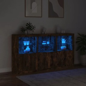füstös tölgy színű tálalószekrény LED-ekkel 181,5 x 37 x 100 cm