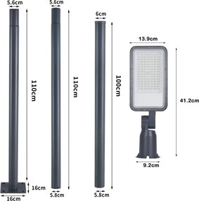 Brilagi - LED kültéri lámpa oszloppal és kl. 3 m URBANLIGHT LED/50W/230V antracit IP65