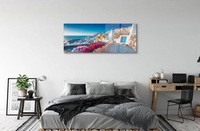 Üvegképek Épületek Görögország tenger virág 125x50 cm