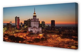 Canvas képek Éjszakai panoráma Varsó felhőkarcolók 125x50 cm
