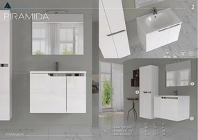 Piramida EURIDIKA fali fürdőszobabútor - műmárvány mosdóval -2 ajtós - 75 x 48 x 53 cm