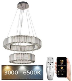 NEDES LED Dimmelhető csillár zsinóron LED/65W/230V 3000-6500K króm + távirányítás ND3534