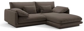 Barna bársony sarokkanapé (jobb oldali-heverő résszel) Torino – Micadoni