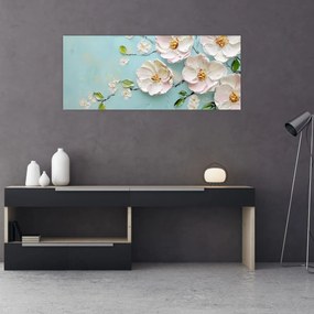 Kép - Virágok kék háttéren (120x50 cm)