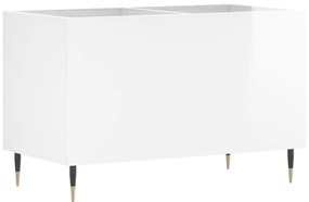 magasfényű fehér szerelt fa hanglemezszekrény 74,5x38x48 cm
