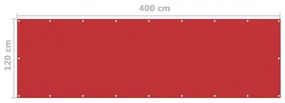 piros HDPE erkélytakaró 120 x 400 cm