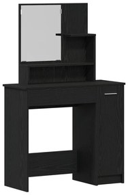 Fekete Tölgy Sminkasztal Tükörrel - 86.5 x 35 x 136 cm