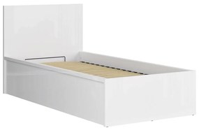 Egyszemélyes ágy 90 cm Tetrix 15 (fényes fehér) (ágyráccsal) (tárolóhellyel). 1098499