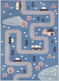 Puha kék gyerekszőnyeg,sikátorok80x150cm